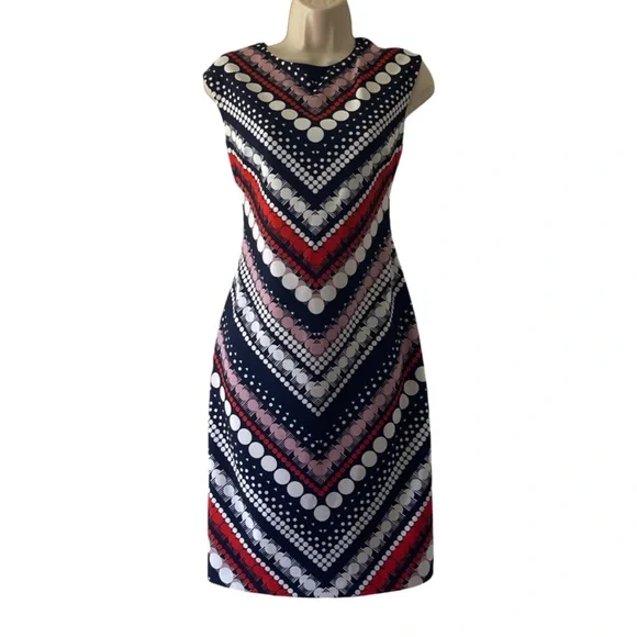 Vince Camuto | Dresses | Vince Camuto Blue And Red Sheath Midi Dress |  Poshmark